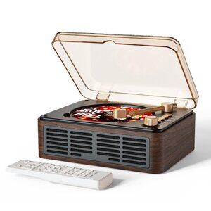 Portable Vintage-Style CD Player With Bluetooth, USB & FM Radio – Walnut Wood